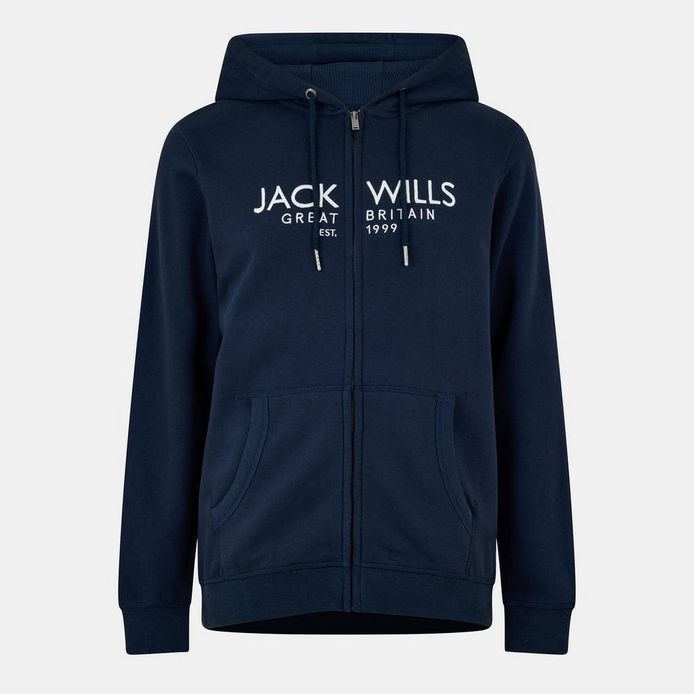 Jack Wills Mens Pinebrook Graphic Zip Hoodie - Navy