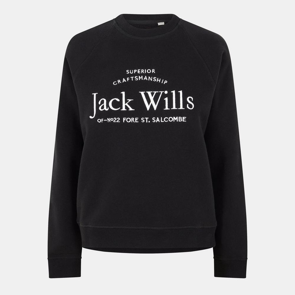 Jack Wills Womens Hunston Graphic Crew Neck Sweatshirt - Black