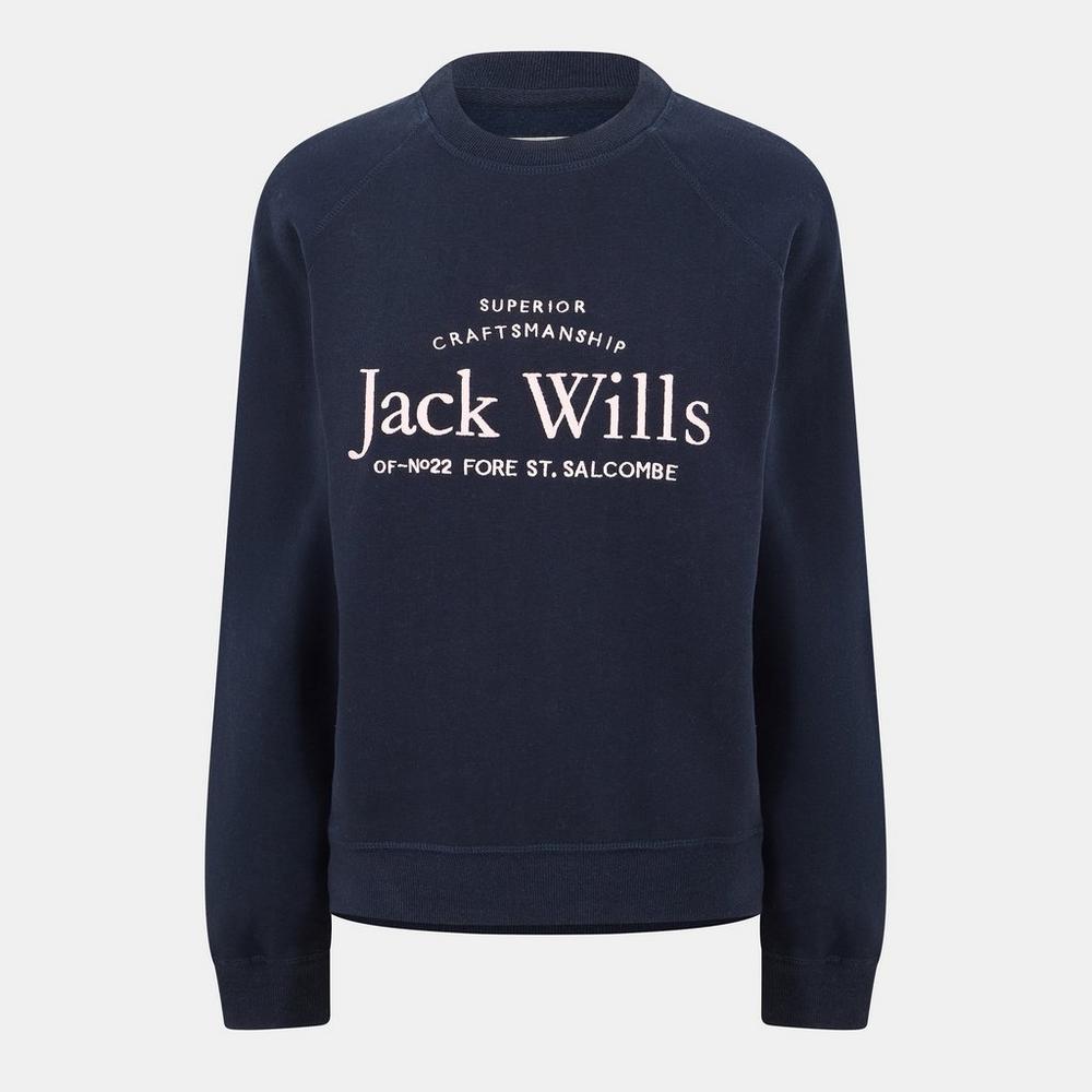 Jack Wills Womens Hunston Graphic Crew Neck Sweatshirt - Navy