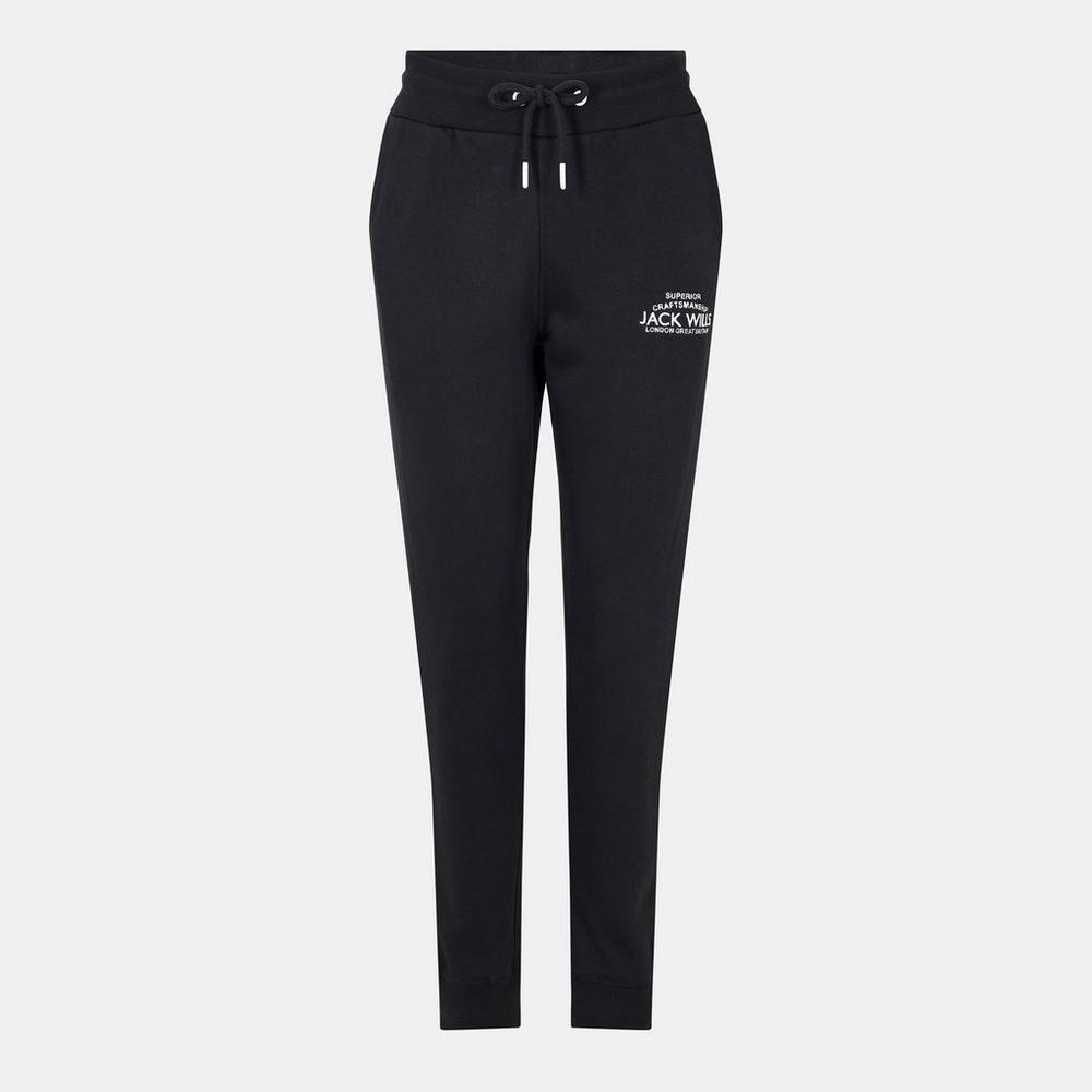 Jack Wills Womens Hunston Graphic Jogger Pants - Black