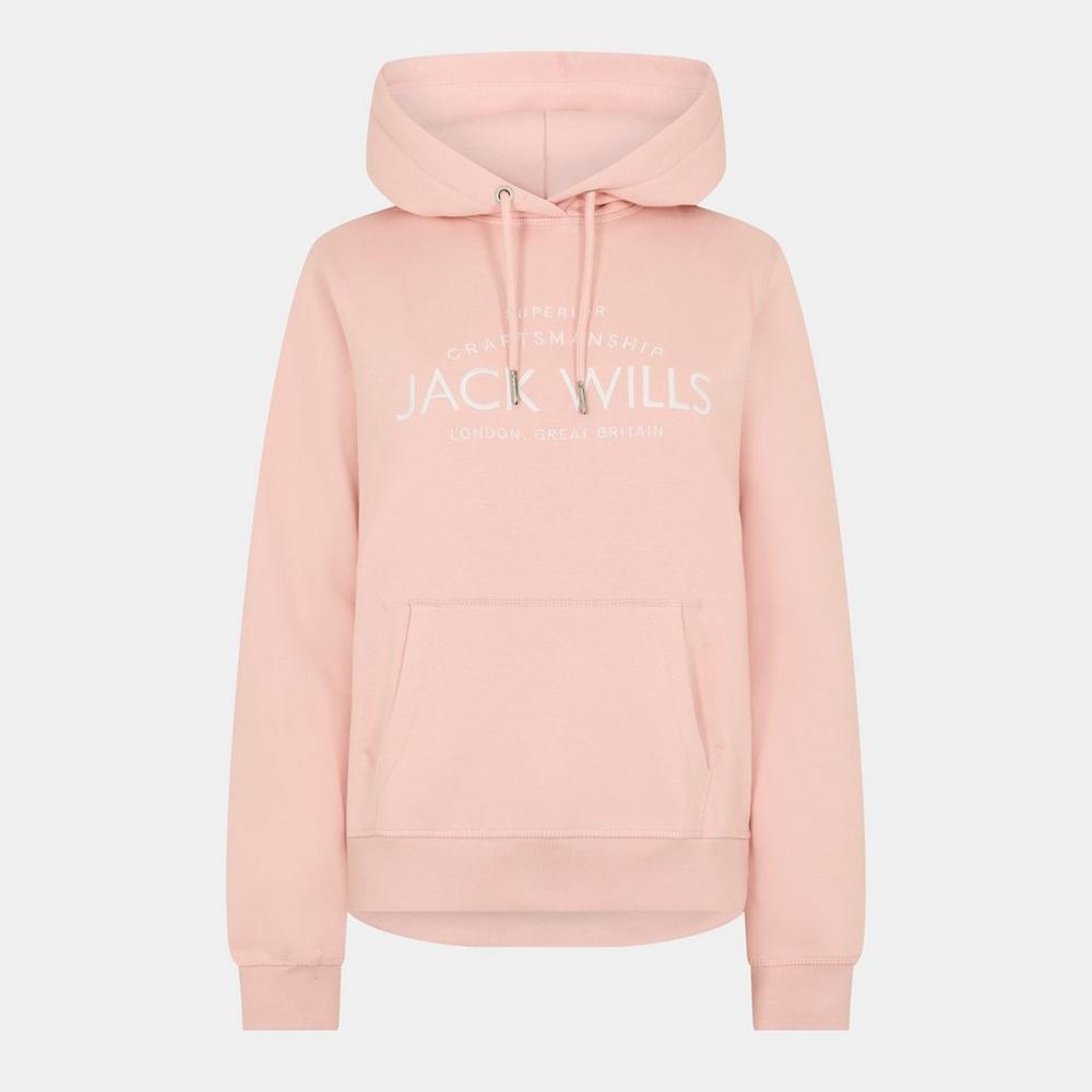 Jack Wills Womens Hunston Graphic Logo Hoodie - Soft Pink - Soft Pink - 20 (3X-Large)
