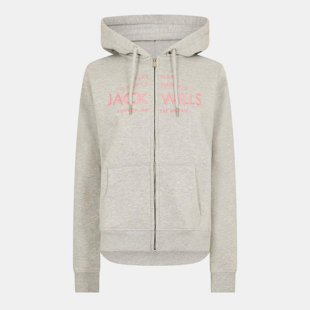 Jack Wills Womens Hunston Zip Hoodie - Grey Marle
