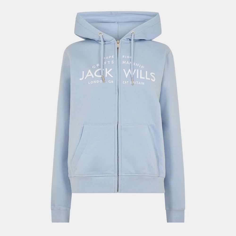 Jack Wills Womens Hunston Zip Hoodie - Soft Blue