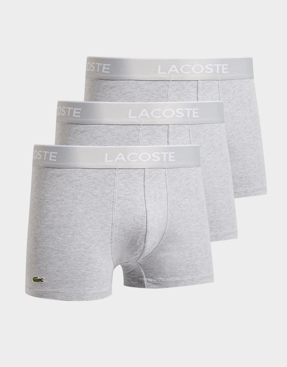 Lacoste Men's 3 Pack Casual Lifestyle Trunks - Silver