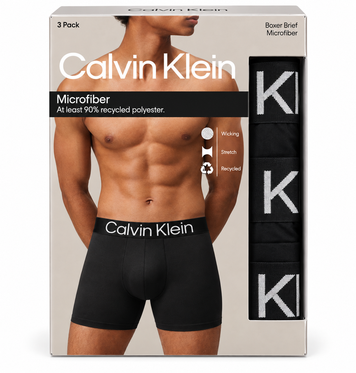 Calvin Klein Underwear Men's 3 Pack Boxer Brief  - Black