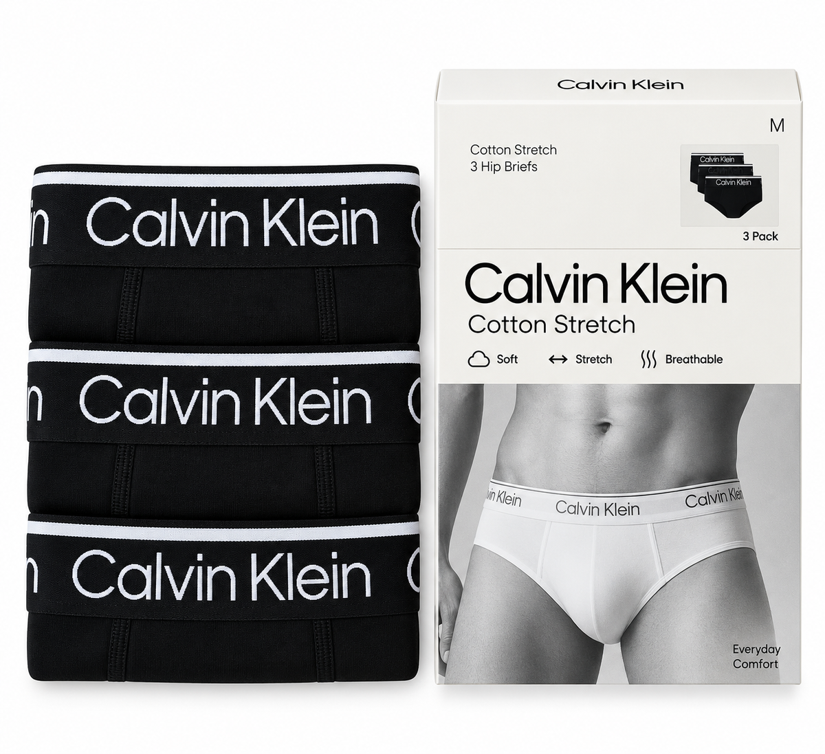 Calvin Klein Underwear 3-Pack Balance Hip Brief - Black