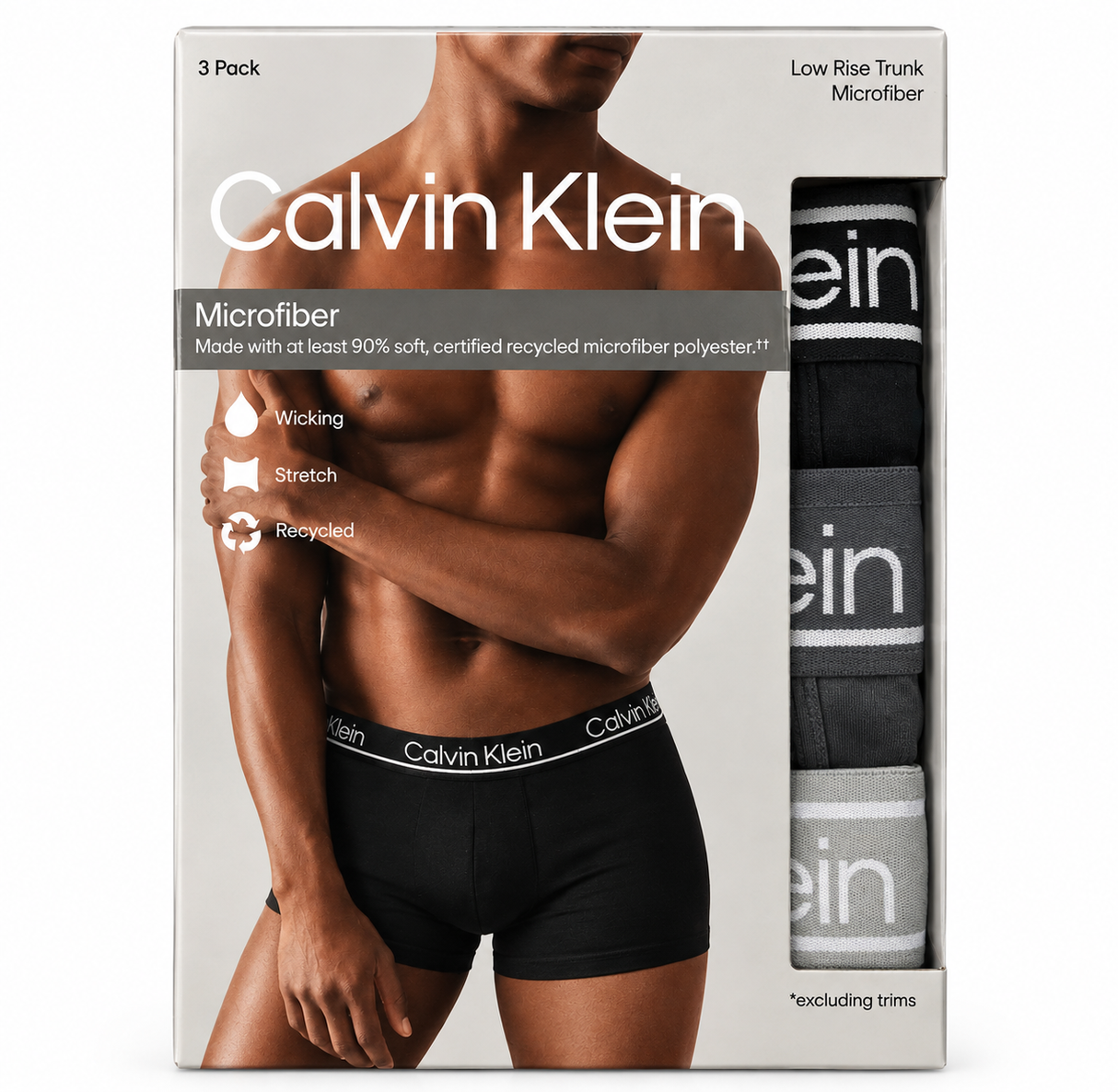 Calvin Klein Underwear Men's 3 Pack  Low Rise Trunks - Beige/Blue/Black
