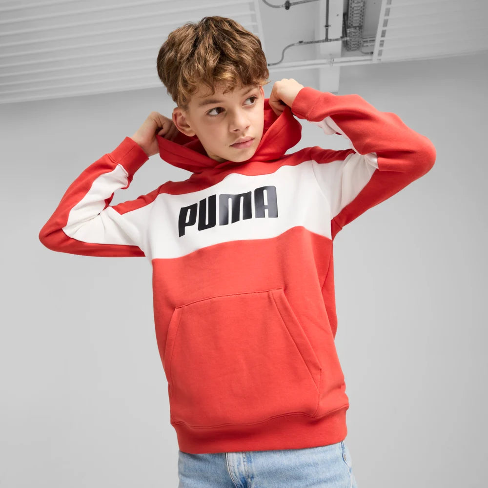 Puma Kids Essential Block Hoodie - Red Fire