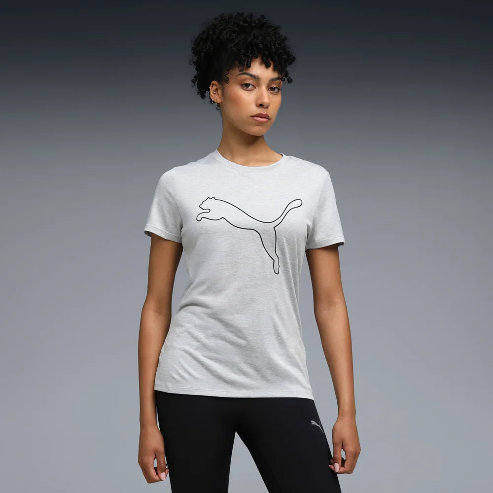 Puma Women's Essential Heather Logo Tee - Light Gray Heather