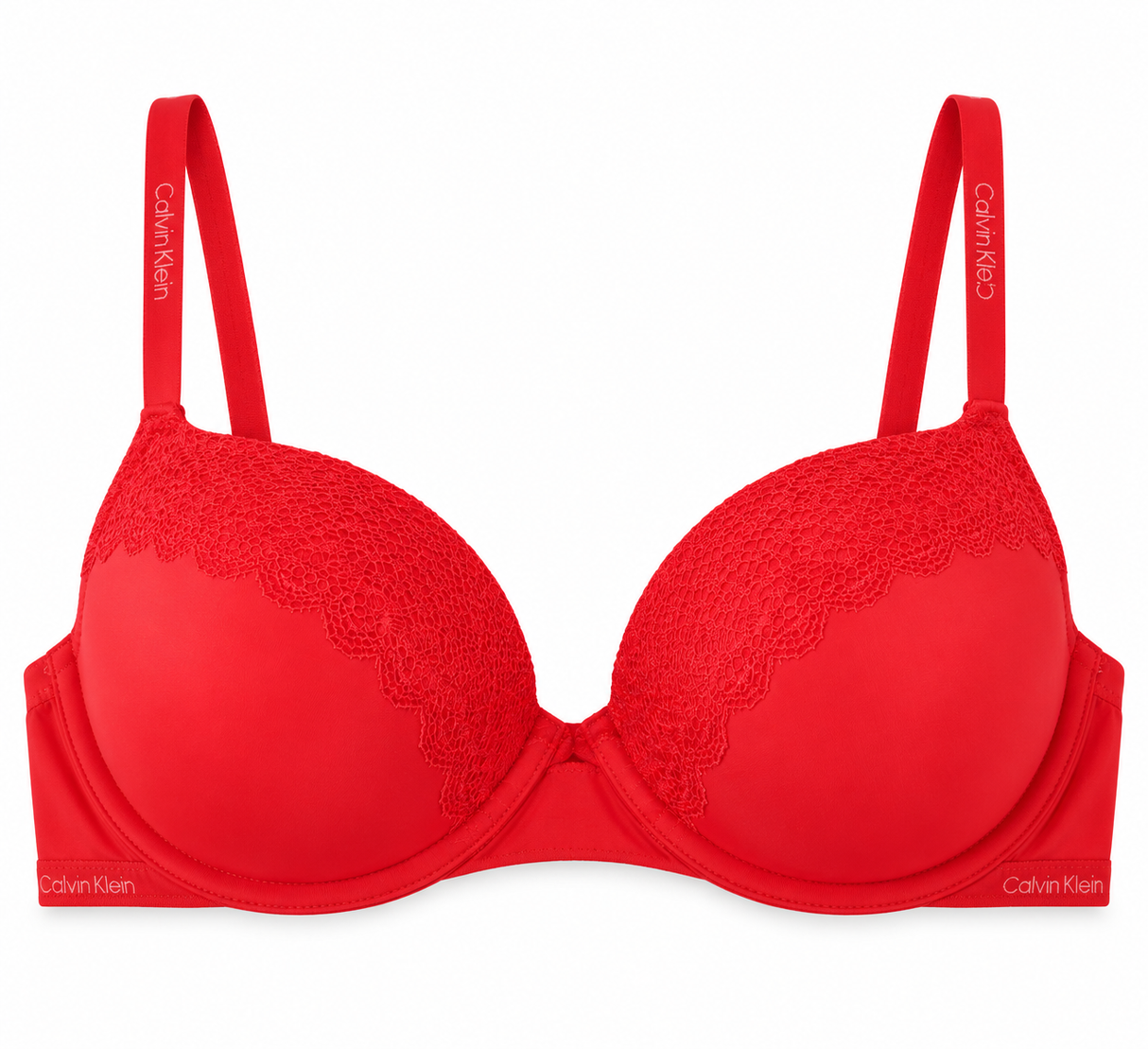 Calvin Klein Women's Flirty Push Up Plunge Bra  - Poppy Red