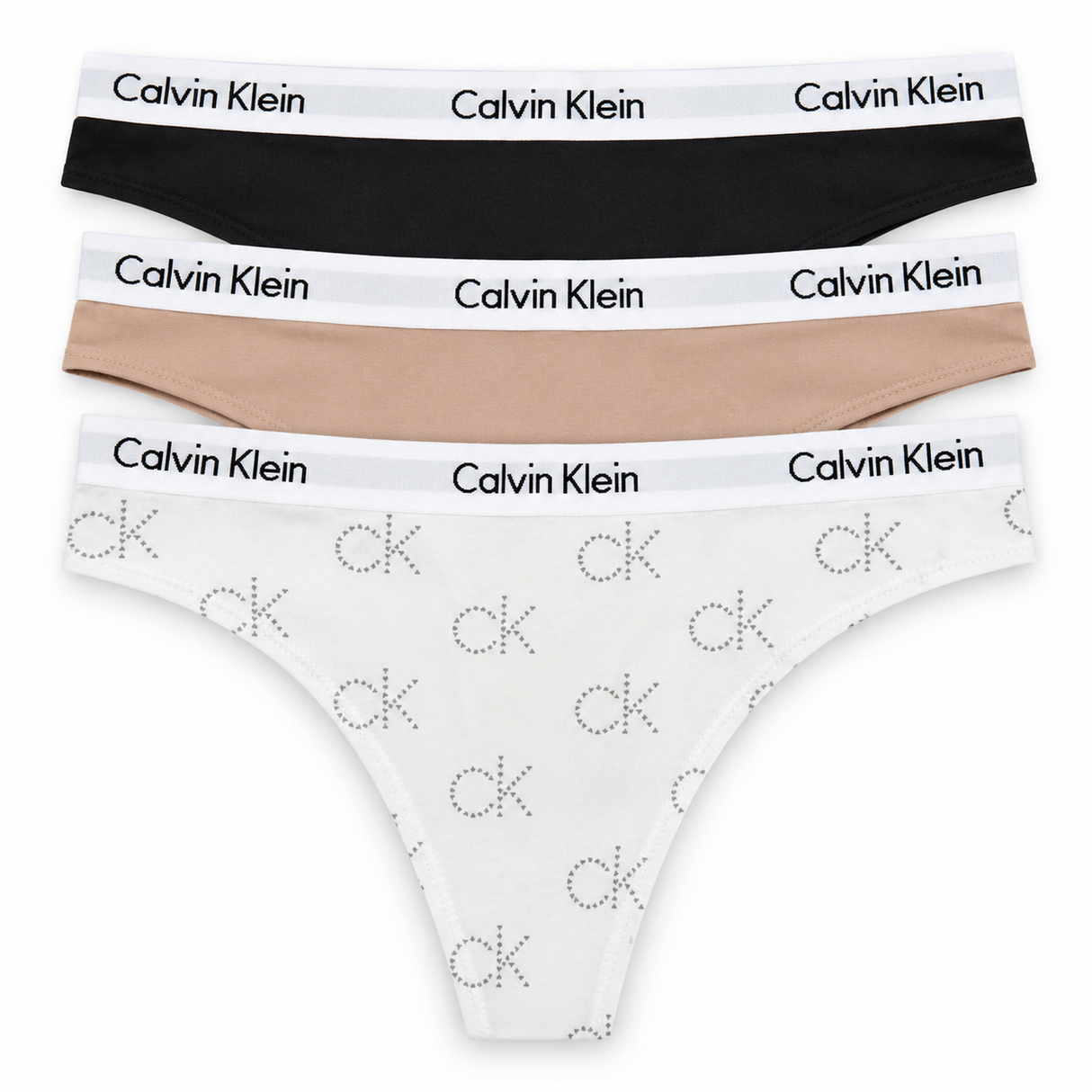 CAROUSEL THONG 3PK BLACK/CEDAR/CK HEARTS WHITE/WOLF GREY - BLACK/CEDAR/CK HEARTS WHITE/WOLF GREY