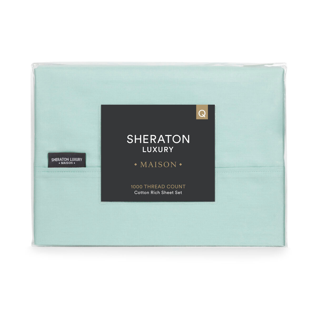 Sheraton Luxury Maison 1000TC 4 Piece Cotton Rich Sheet Set Aqua Foam