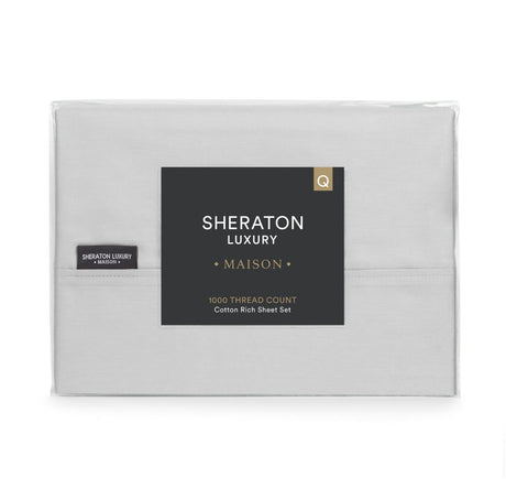 Sheraton Luxury Maison 4 Piece 1000TC Cotton Rich Sheet Set Dove Grey