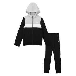 Slazenger Boy's Fleece Full Zip Hooded Tracksuit Set Black