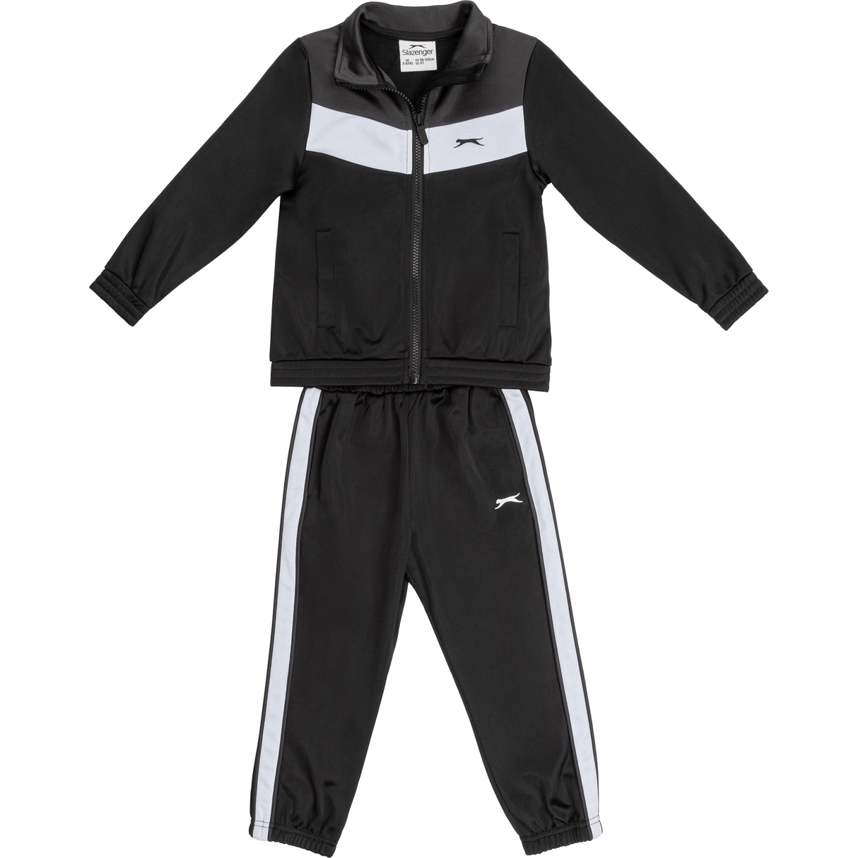 Slazenger Boy's Junior Tracksuit Jacket and Trouser Set - Black/Charcoal/White