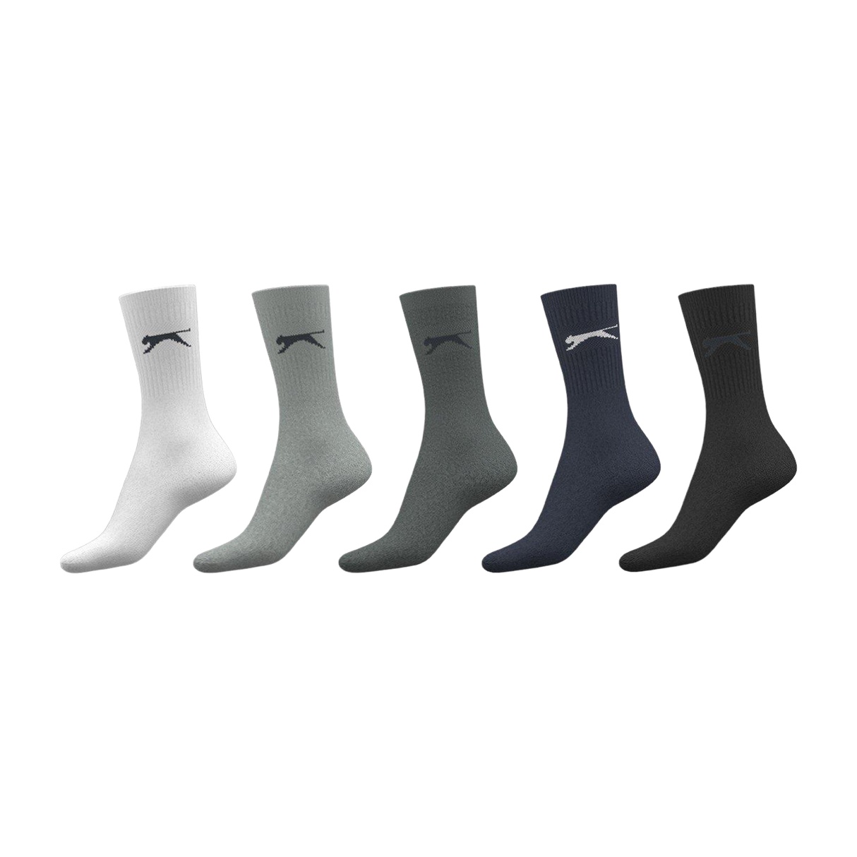 Slazenger Men's 5 Pack Crew Socks - Black Bright Assortment