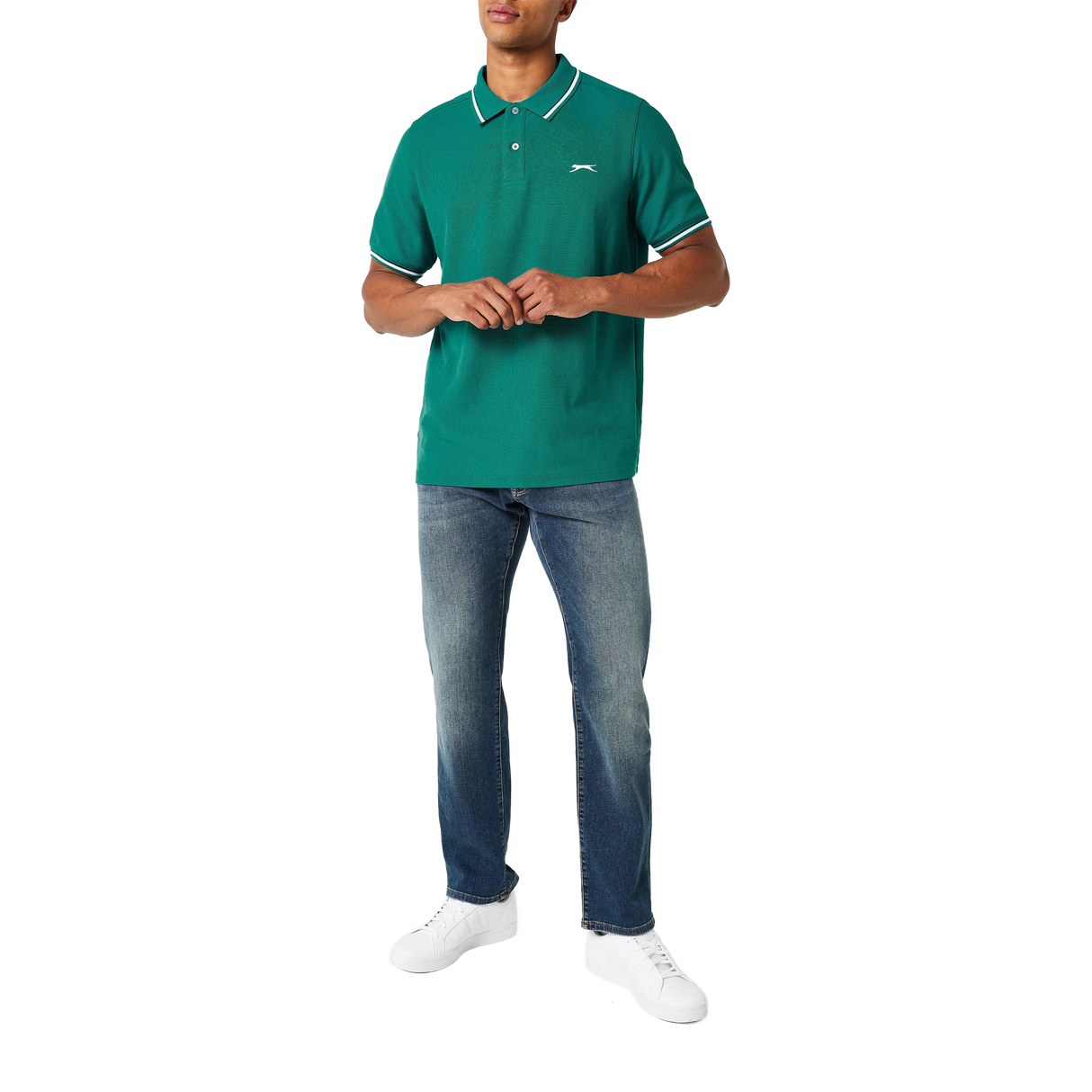 Slazenger Men's Tipped Polo Shirt - Teal Blue
