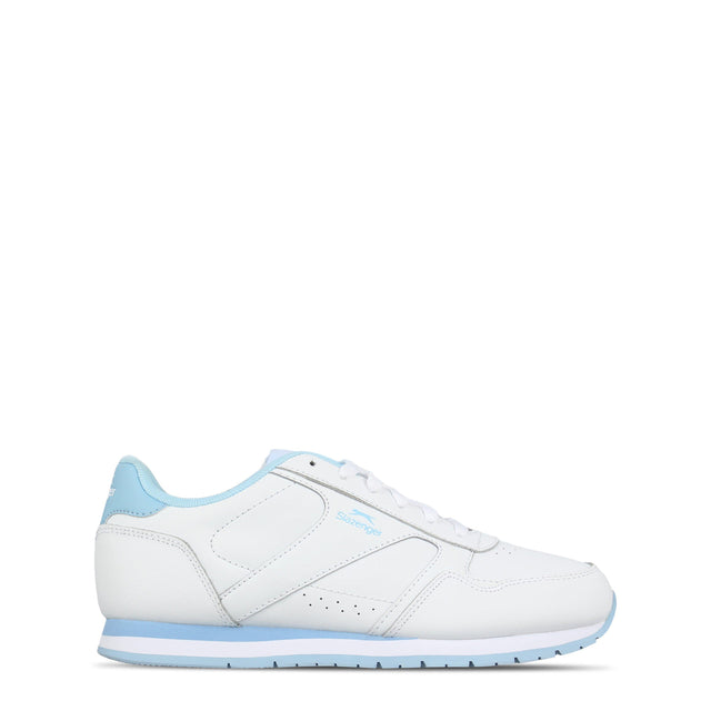 Slazenger Women's Classic Low Top Leather Sneakers Trainers White/Pow Blue