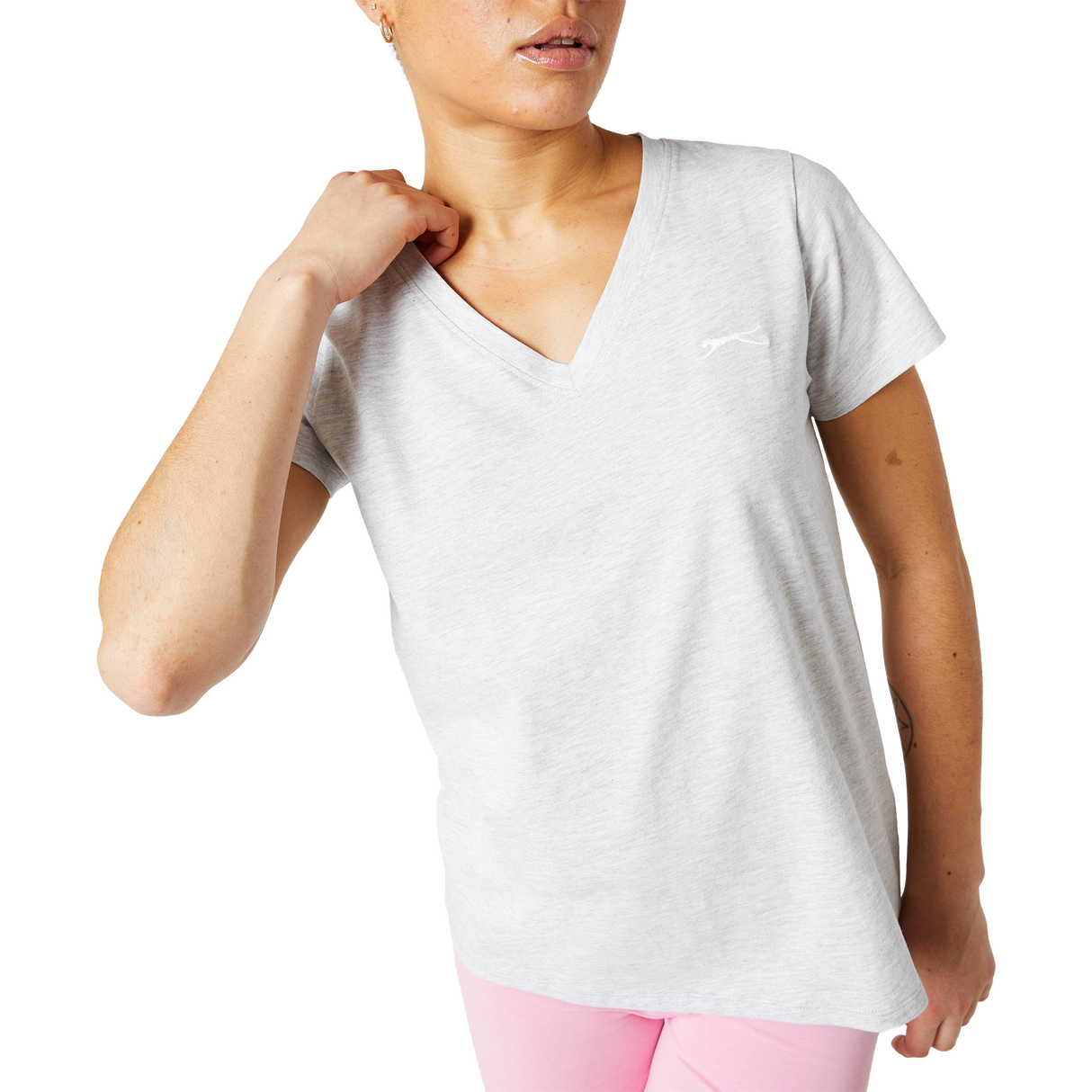 Slazenger Women's V-Neck Tee - Ice Grey Marle